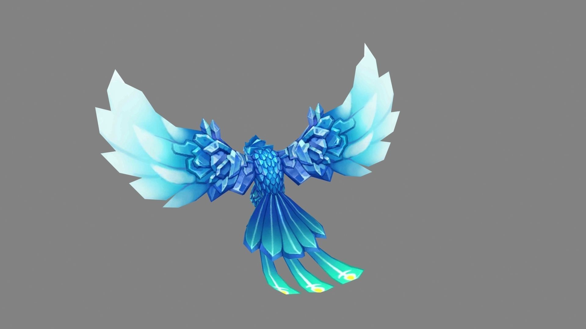 Cartoon ice bird monster Low-poly 3D model_2