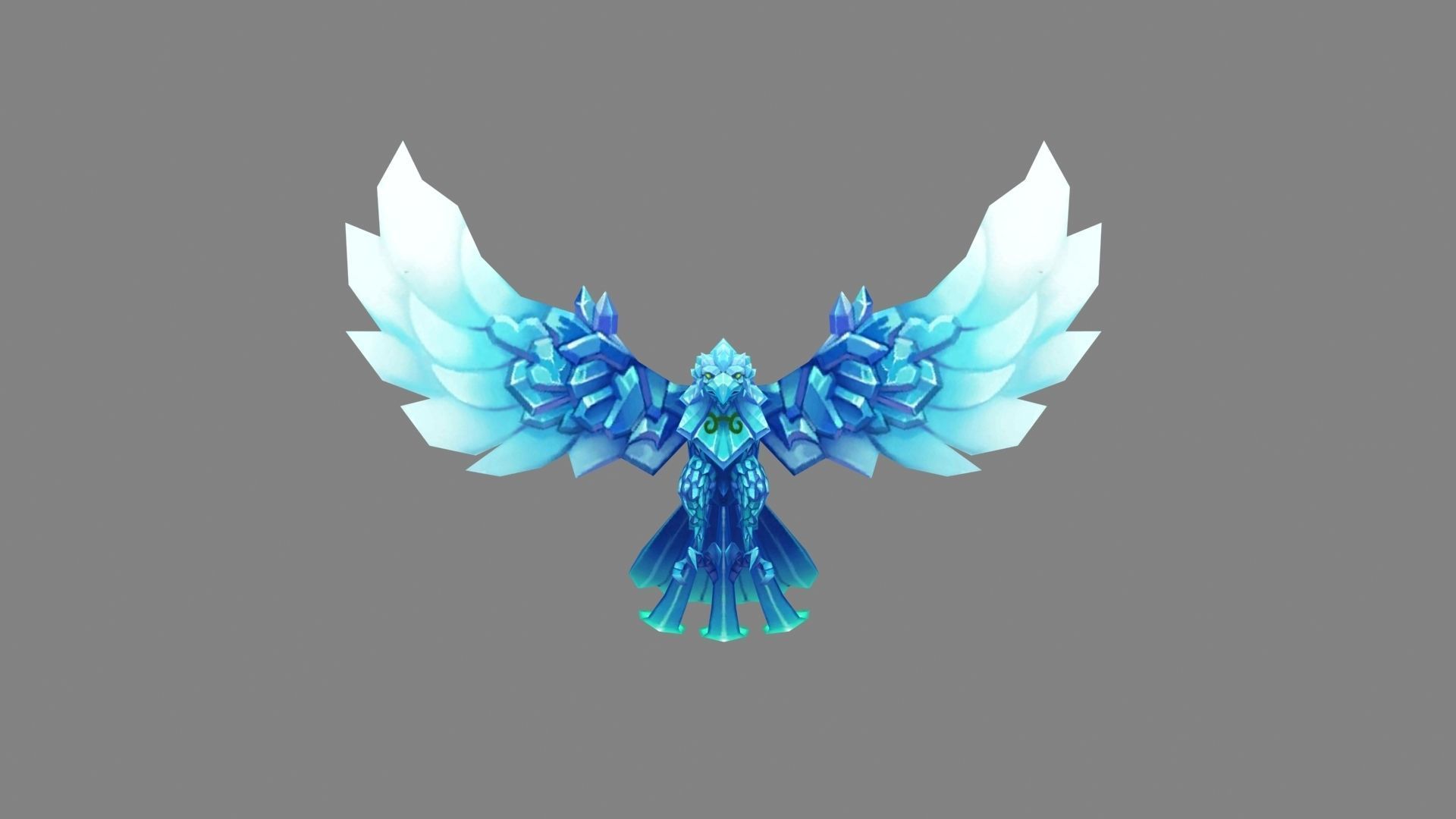 Cartoon ice bird monster Low-poly 3D model_3