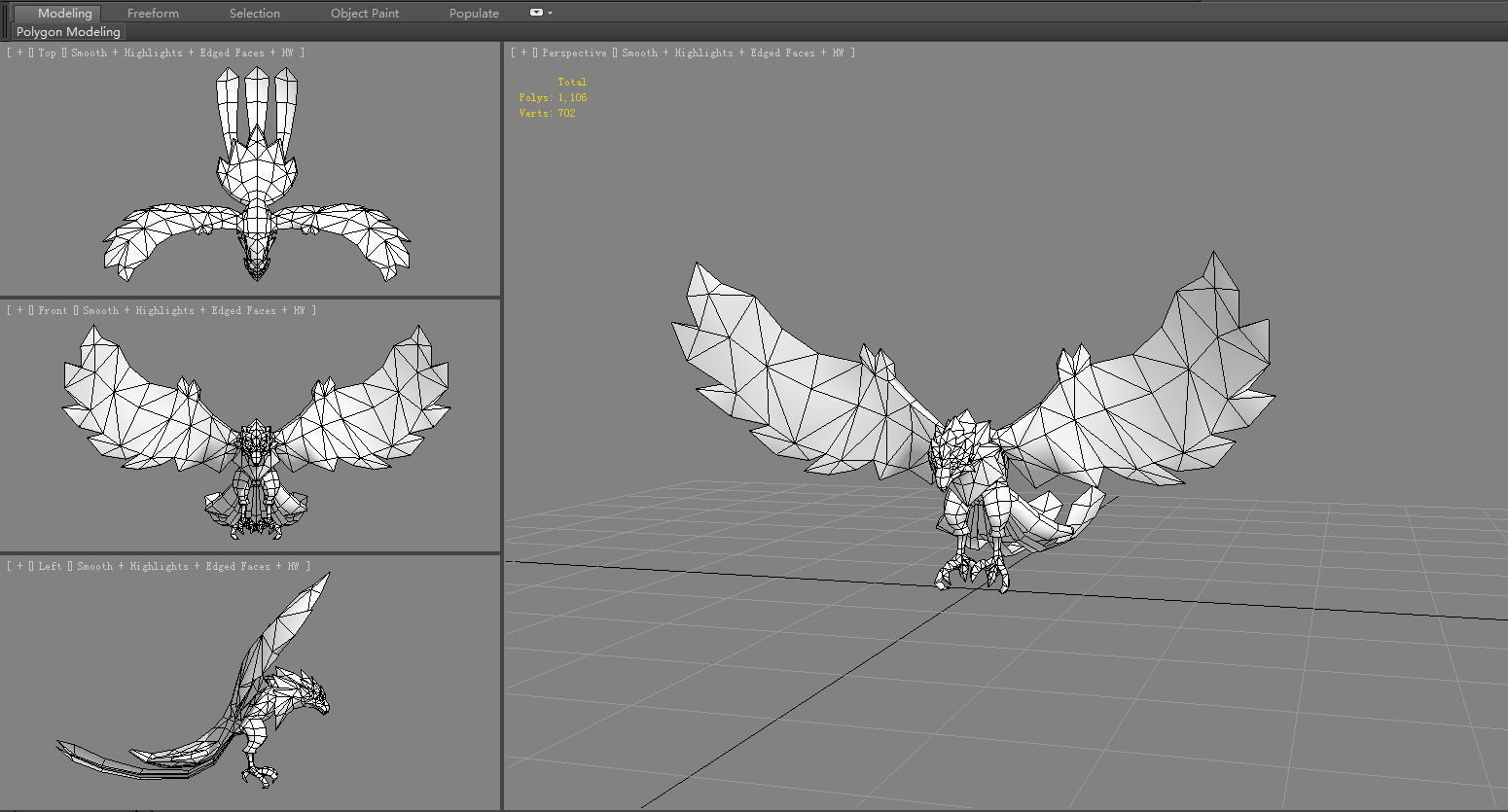 Cartoon ice bird monster Low-poly 3D model_6