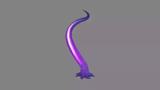 Cartoon Purple Tentacle - Sea monster Low-poly 3D model