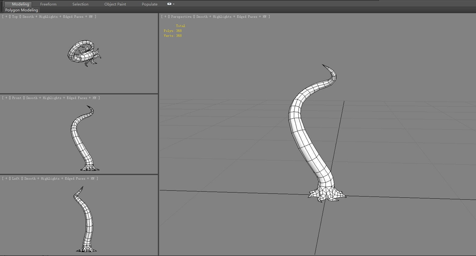 Cartoon Purple Tentacle - Sea monster Low-poly 3D model_6