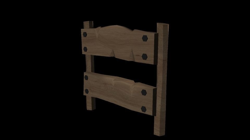 lowpoly fence Low-poly 3D model_2