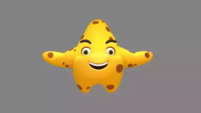 Cartoon starfish mascot - sea monster Low-poly 3D model