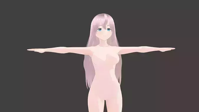 T pose rigged model - Shikimori-san anime girl 3D model