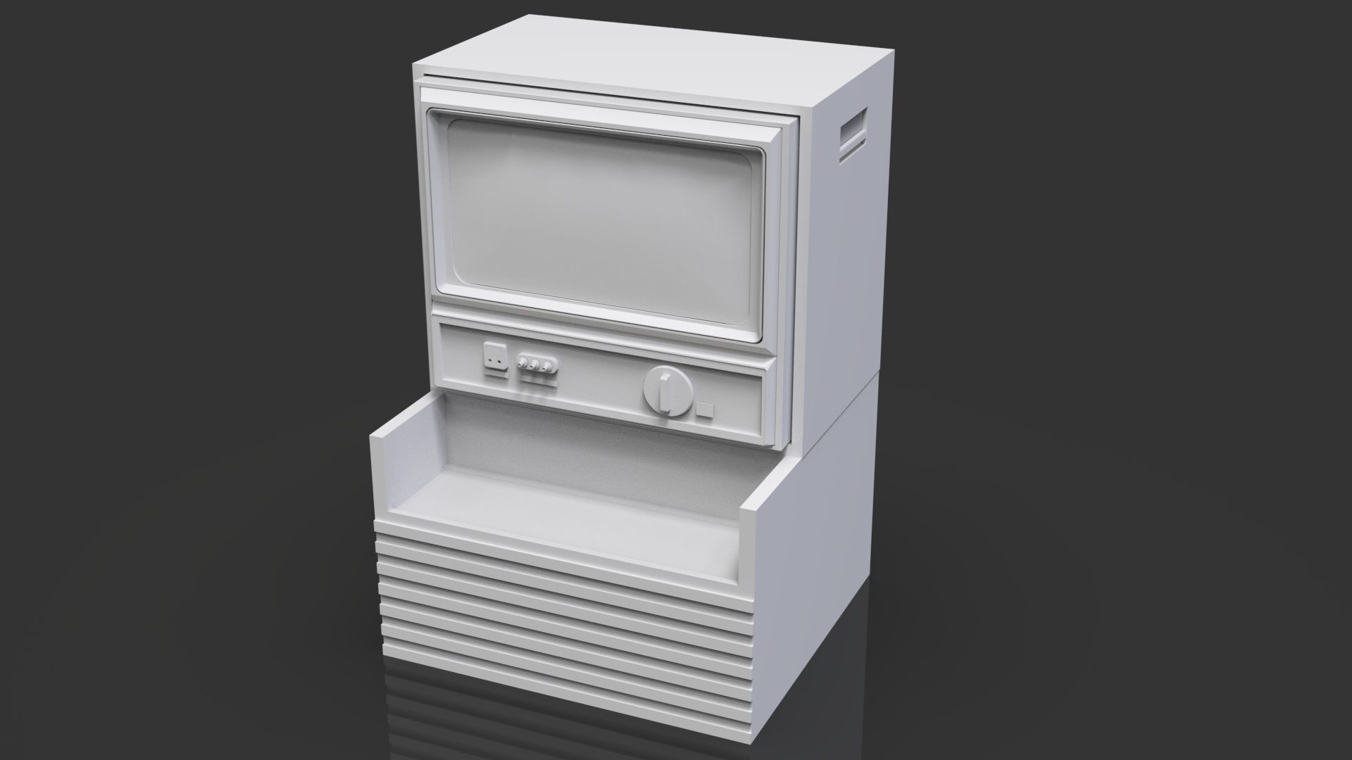Retro Styled Classic Television 3 - Untextured Low-poly 3D model_1