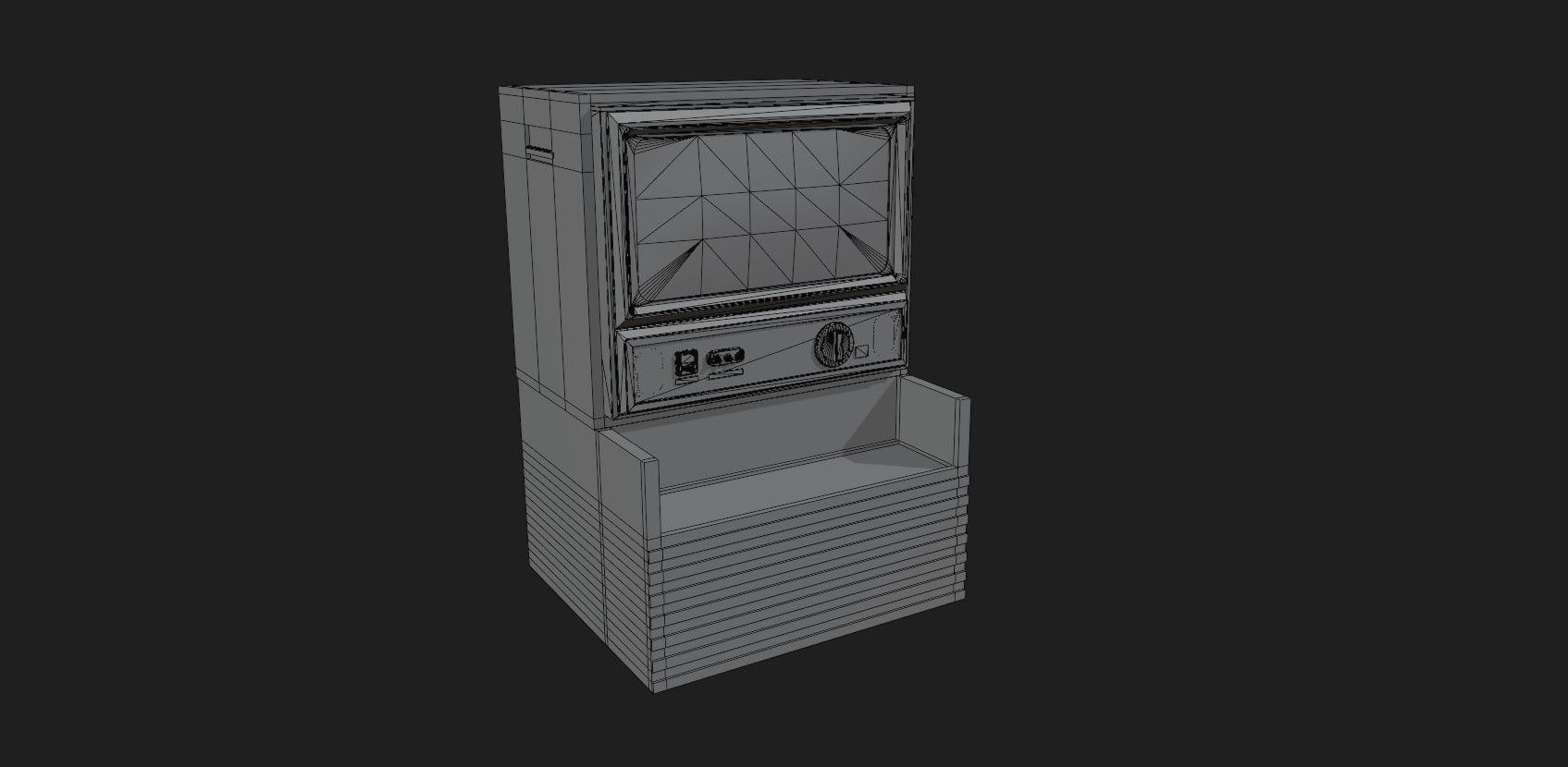 Retro Styled Classic Television 3 - Untextured Low-poly 3D model_18