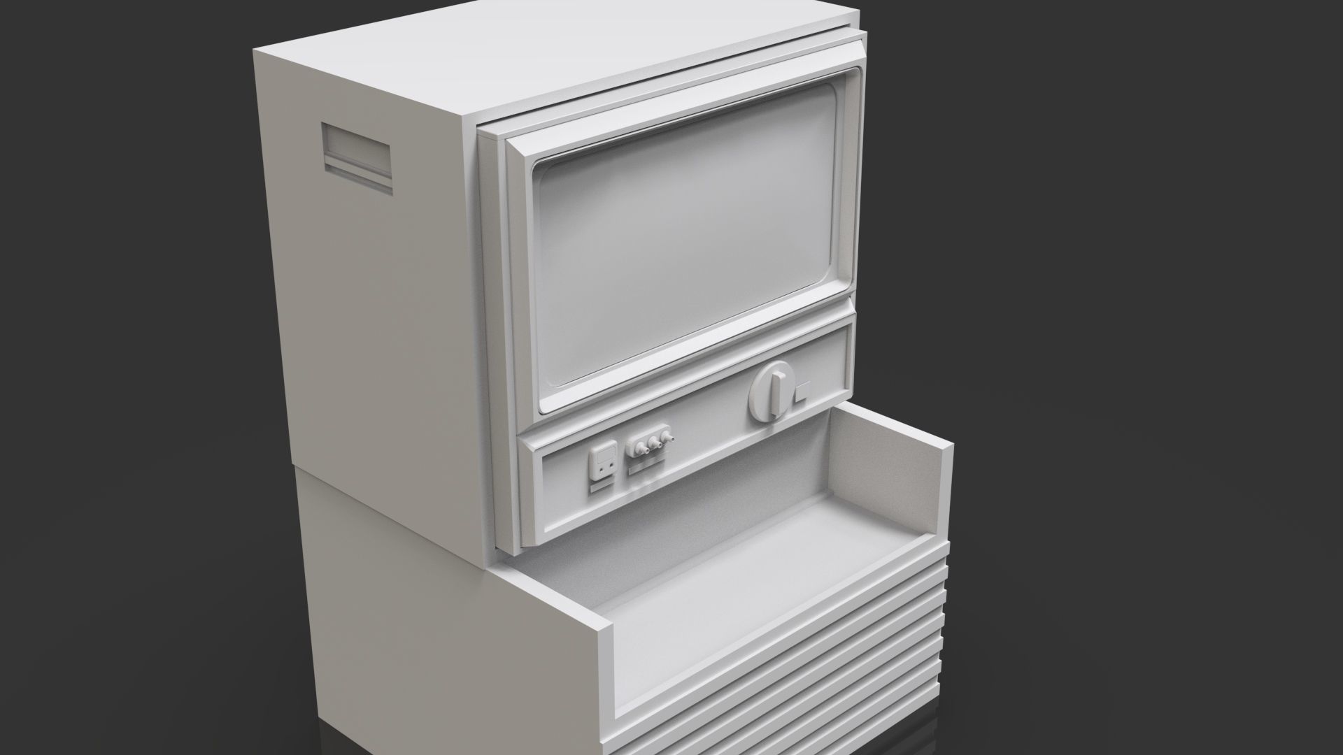 Retro Styled Classic Television 3 - Untextured Low-poly 3D model_4