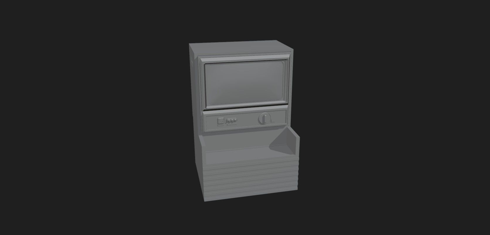 Retro Styled Classic Television 3 - Untextured Low-poly 3D model_12