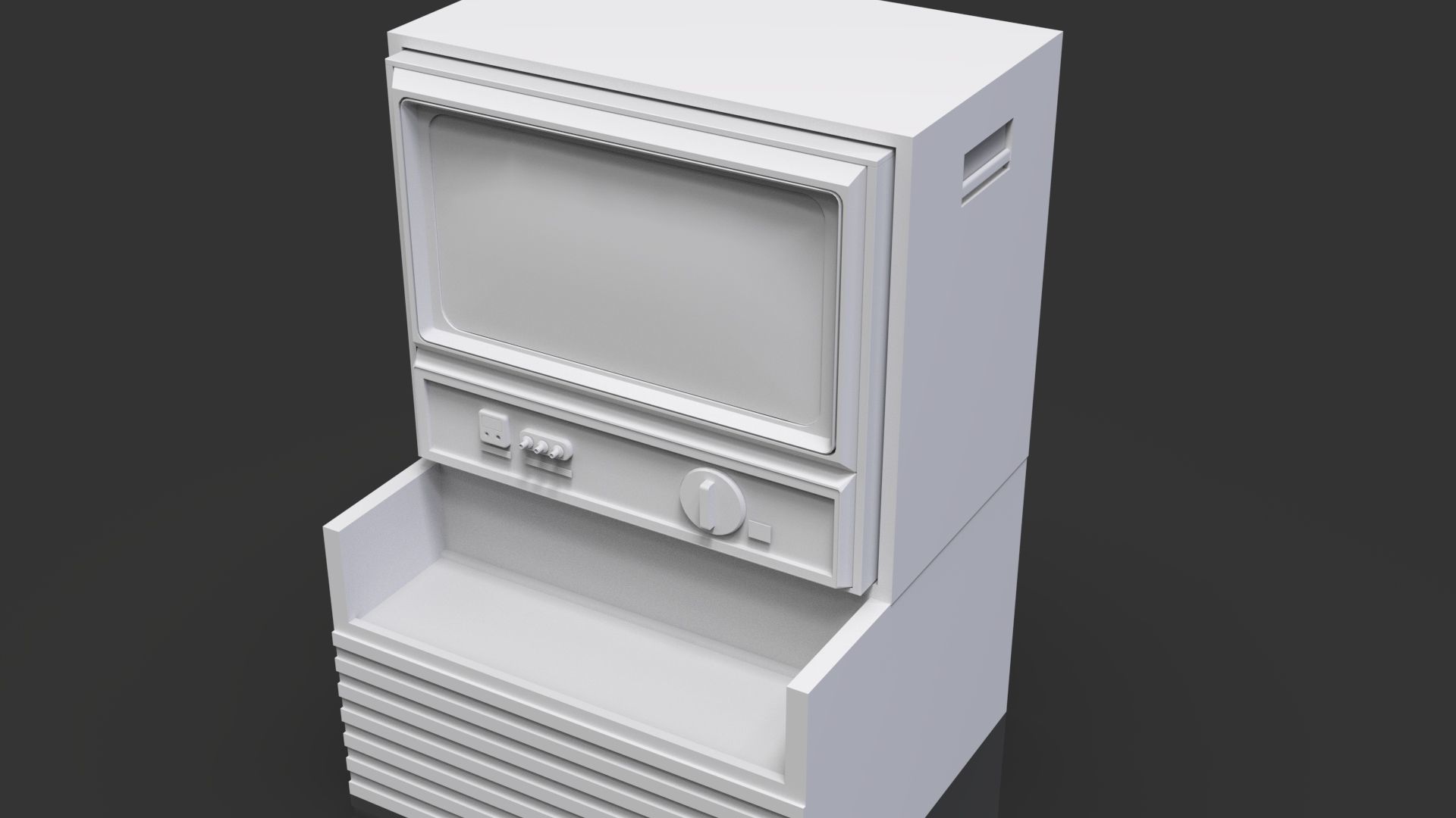 Retro Styled Classic Television 3 - Untextured Low-poly 3D model_5