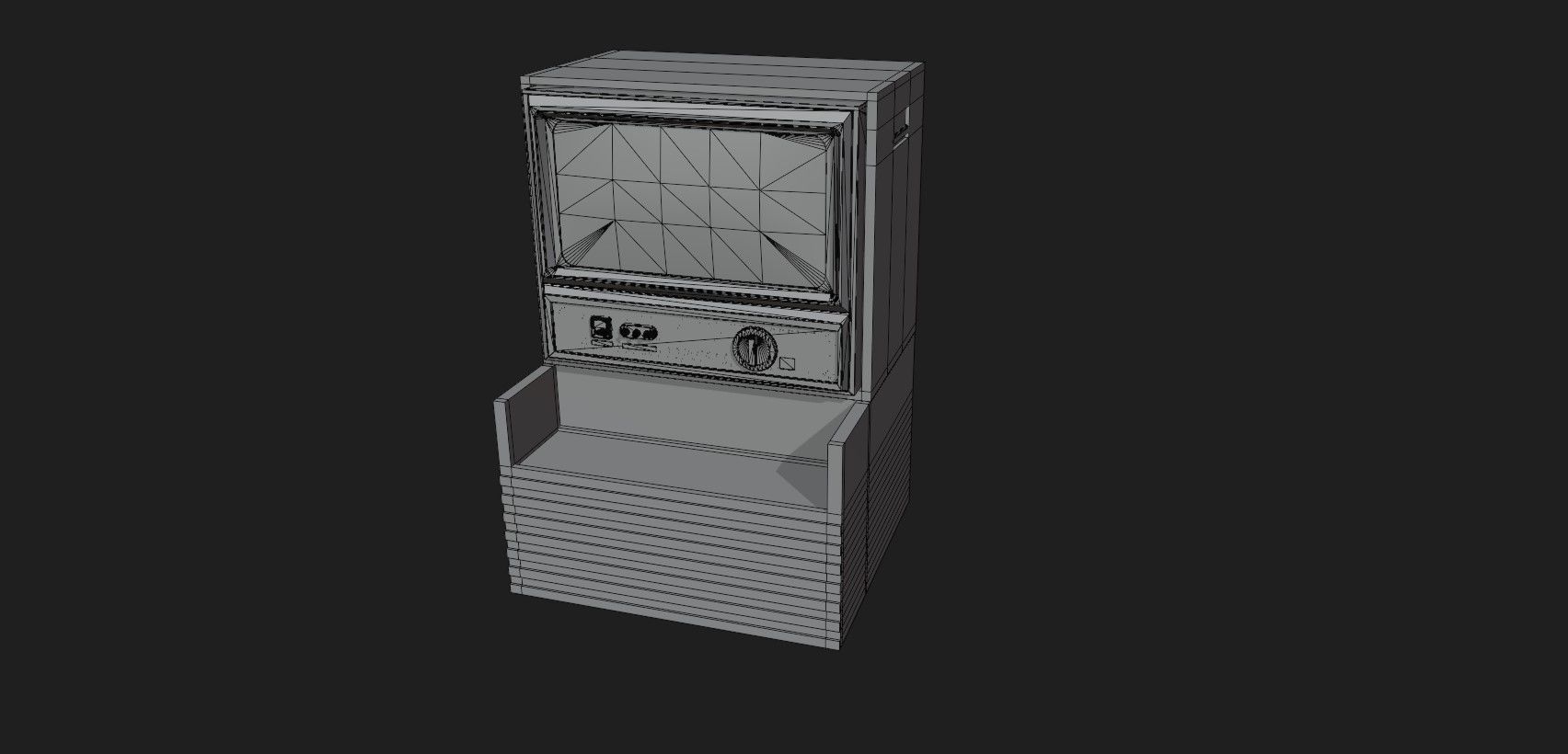 Retro Styled Classic Television 3 - Untextured Low-poly 3D model_19