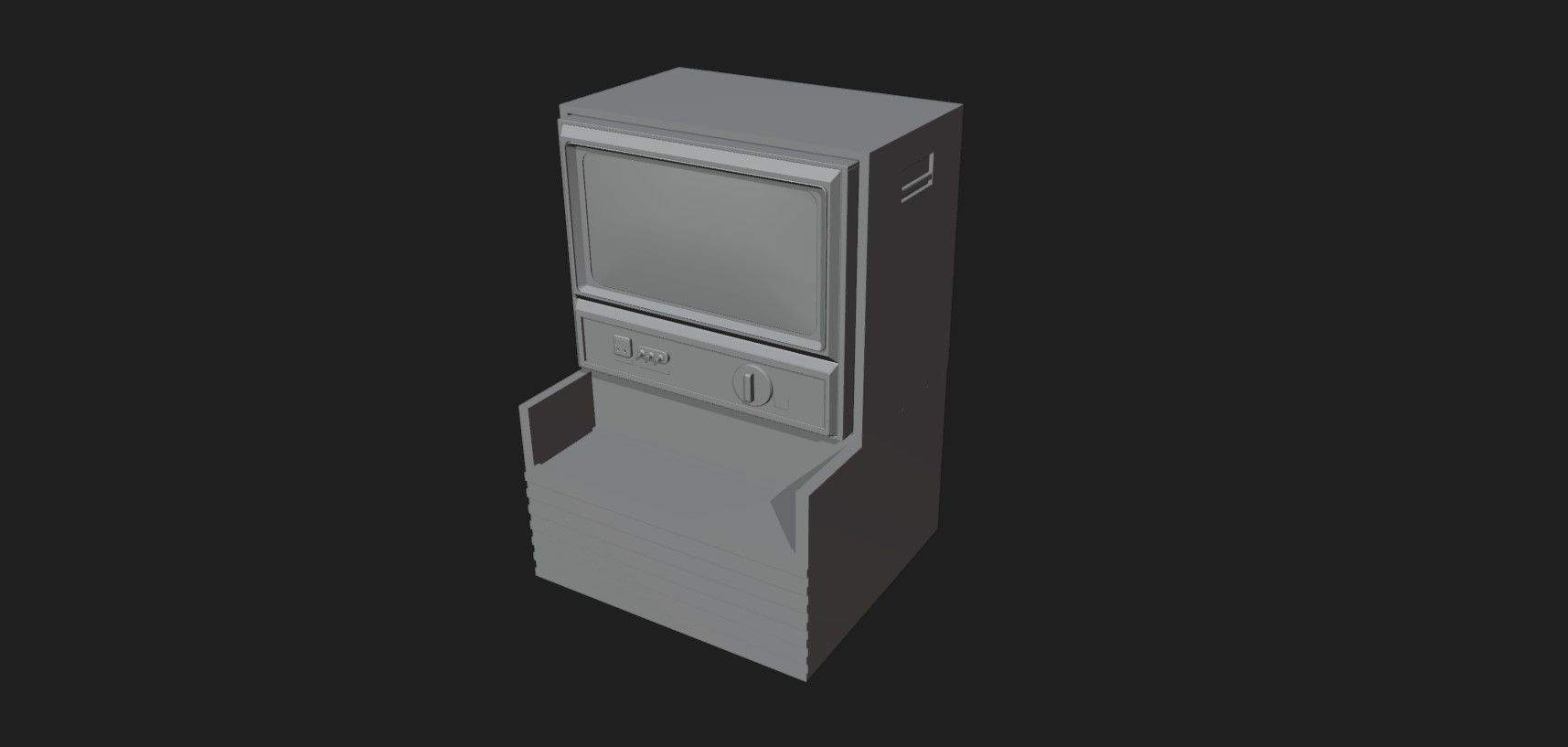Retro Styled Classic Television 3 - Untextured Low-poly 3D model_11