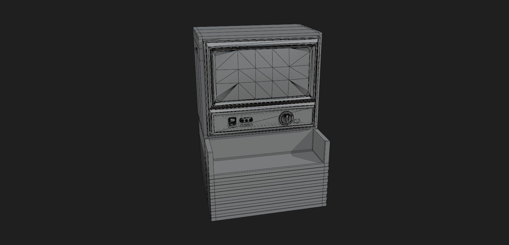 Retro Styled Classic Television 3 - Untextured Low-poly 3D model_13