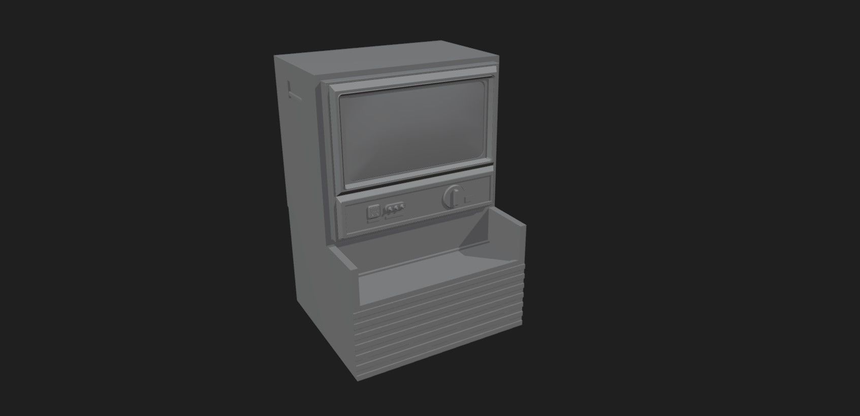 Retro Styled Classic Television 3 - Untextured Low-poly 3D model_10