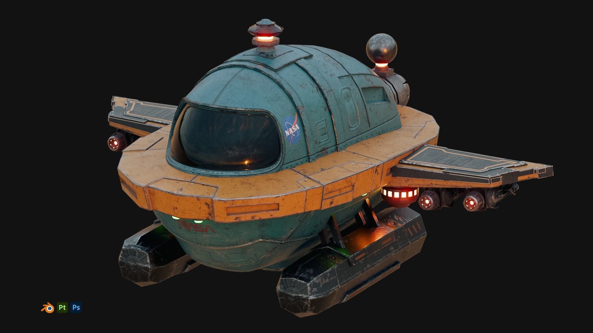 Cartoon Plane Concept 3d Model Game Asset 3D model_5