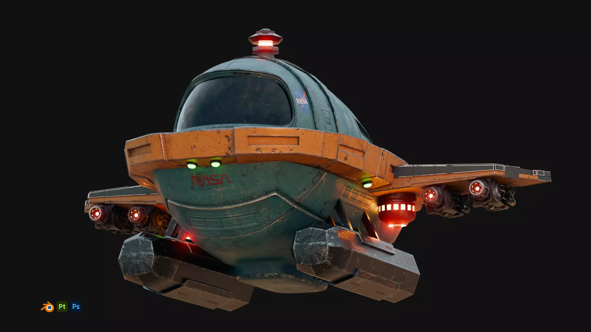 Cartoon Plane Concept 3d Model Game Asset 3D model_0