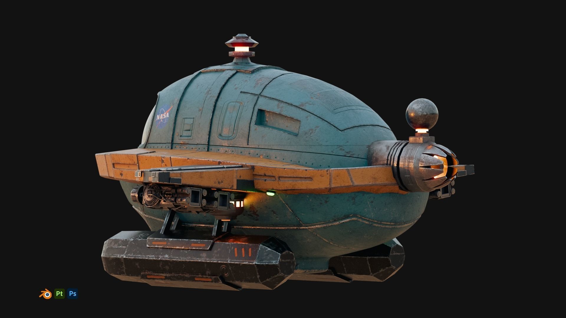 Cartoon Plane Concept 3d Model Game Asset 3D model_6