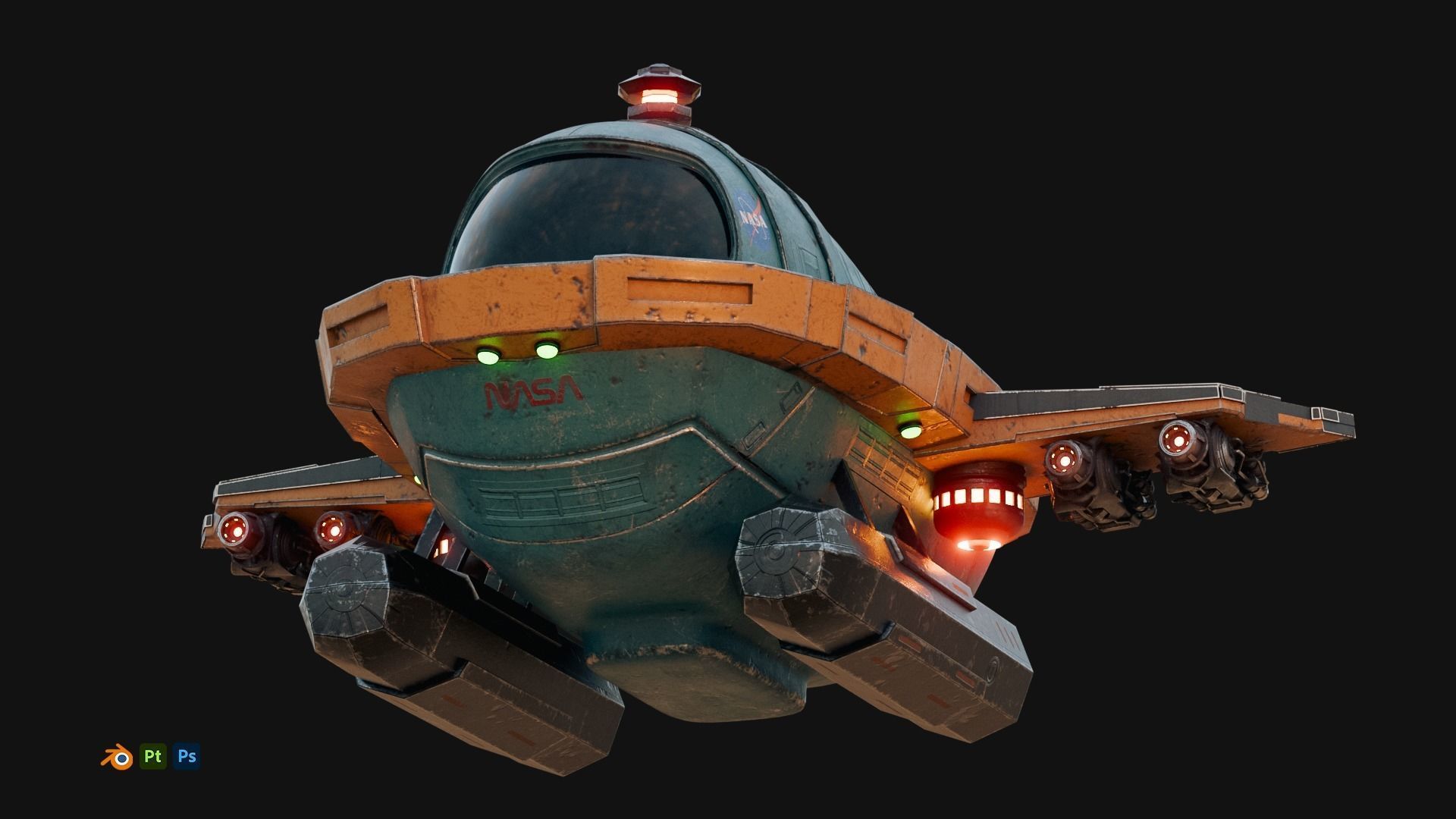 Cartoon Plane Concept 3d Model Game Asset 3D model_3