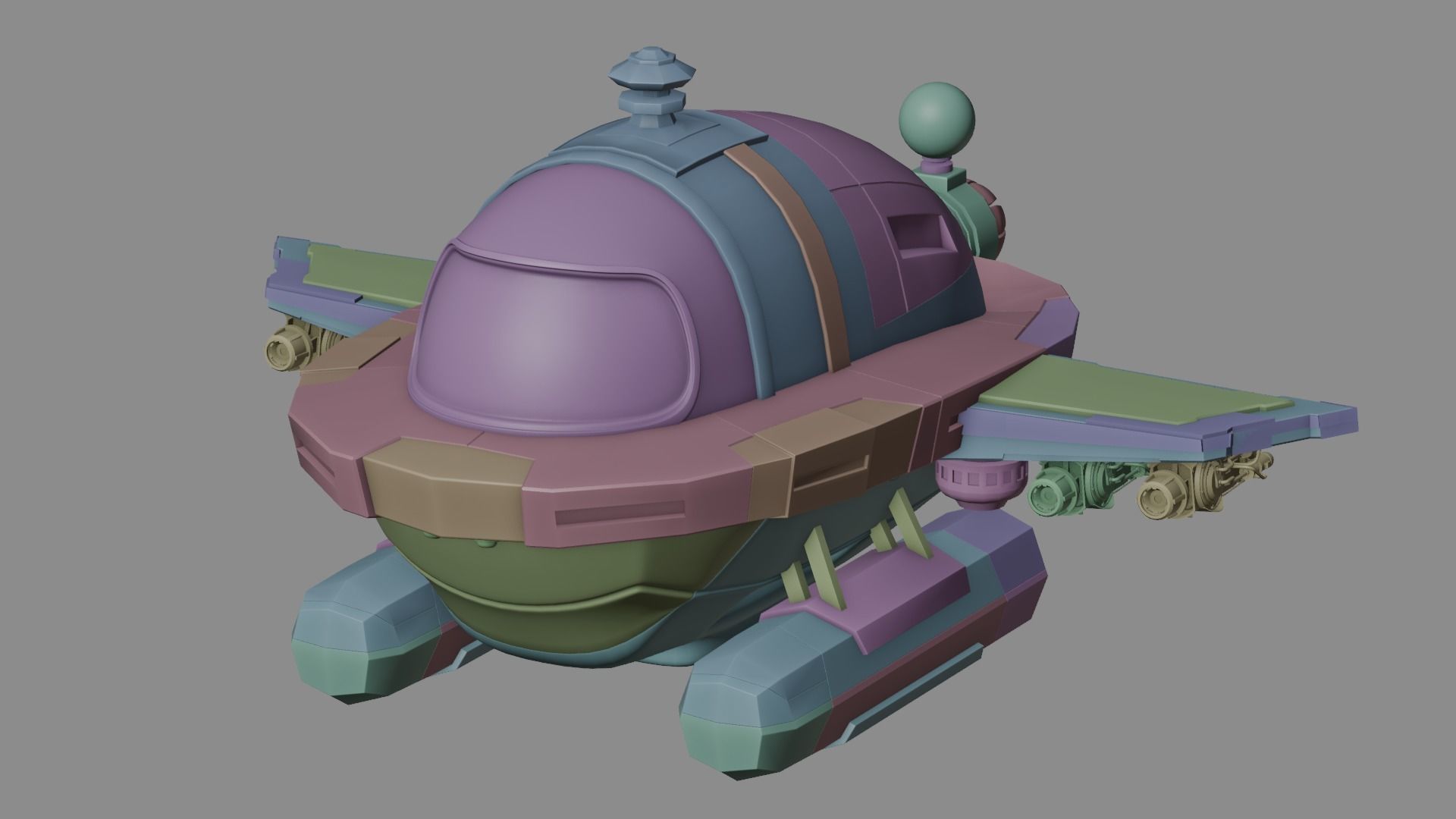 Cartoon Plane Concept 3d Model Game Asset 3D model_24