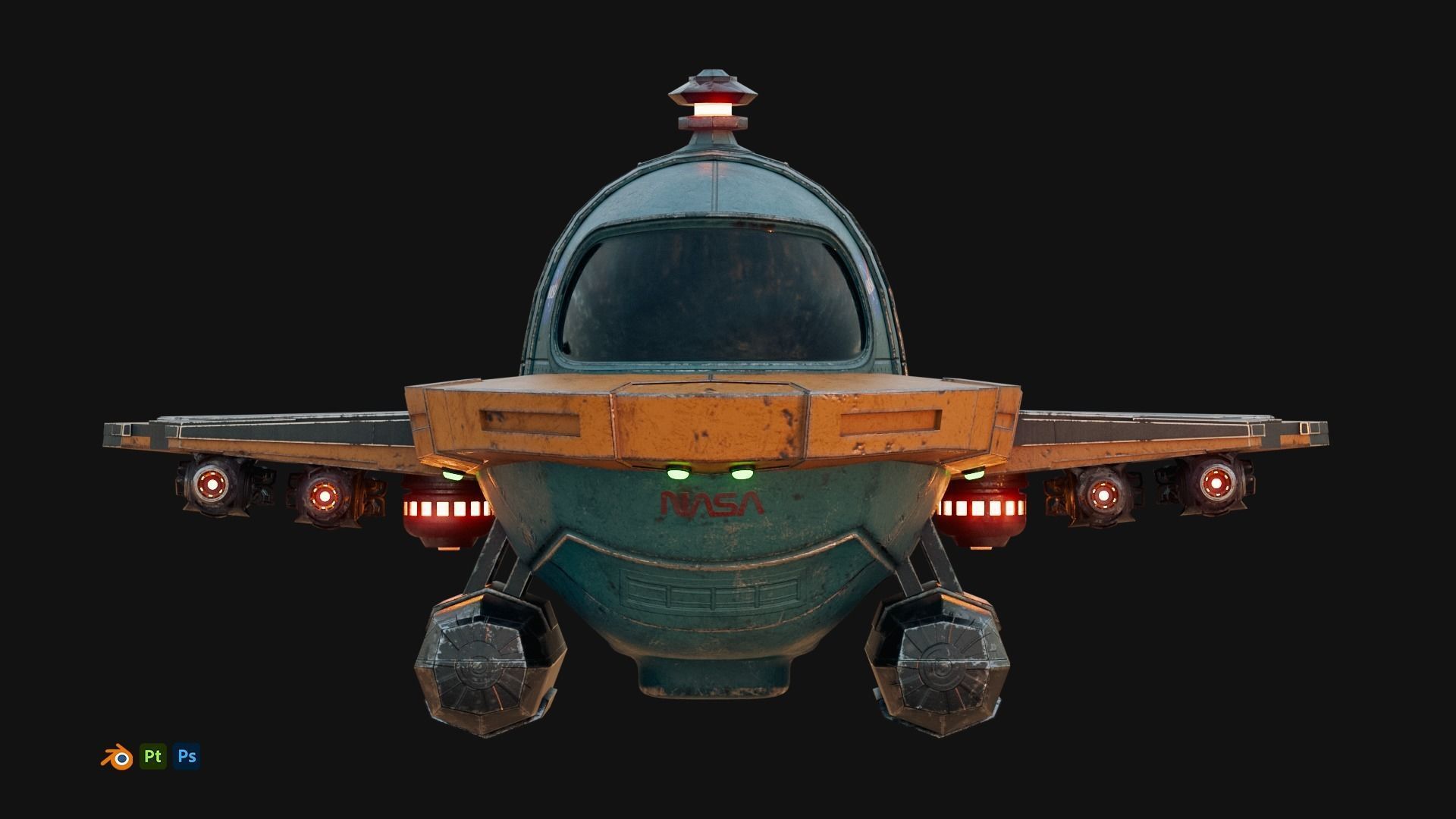 Cartoon Plane Concept 3d Model Game Asset 3D model_1