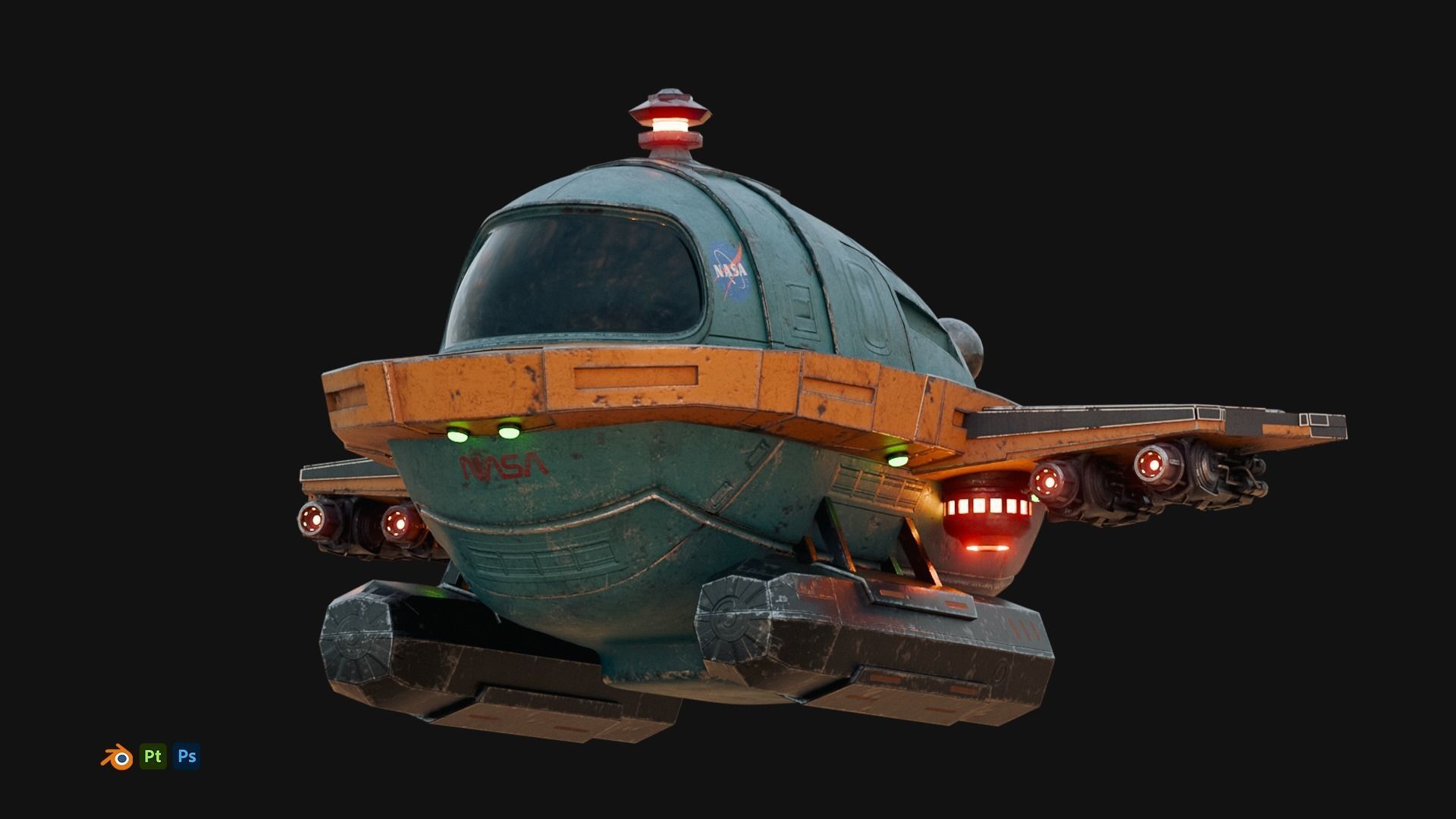 Cartoon Plane Concept 3d Model Game Asset 3D model_7