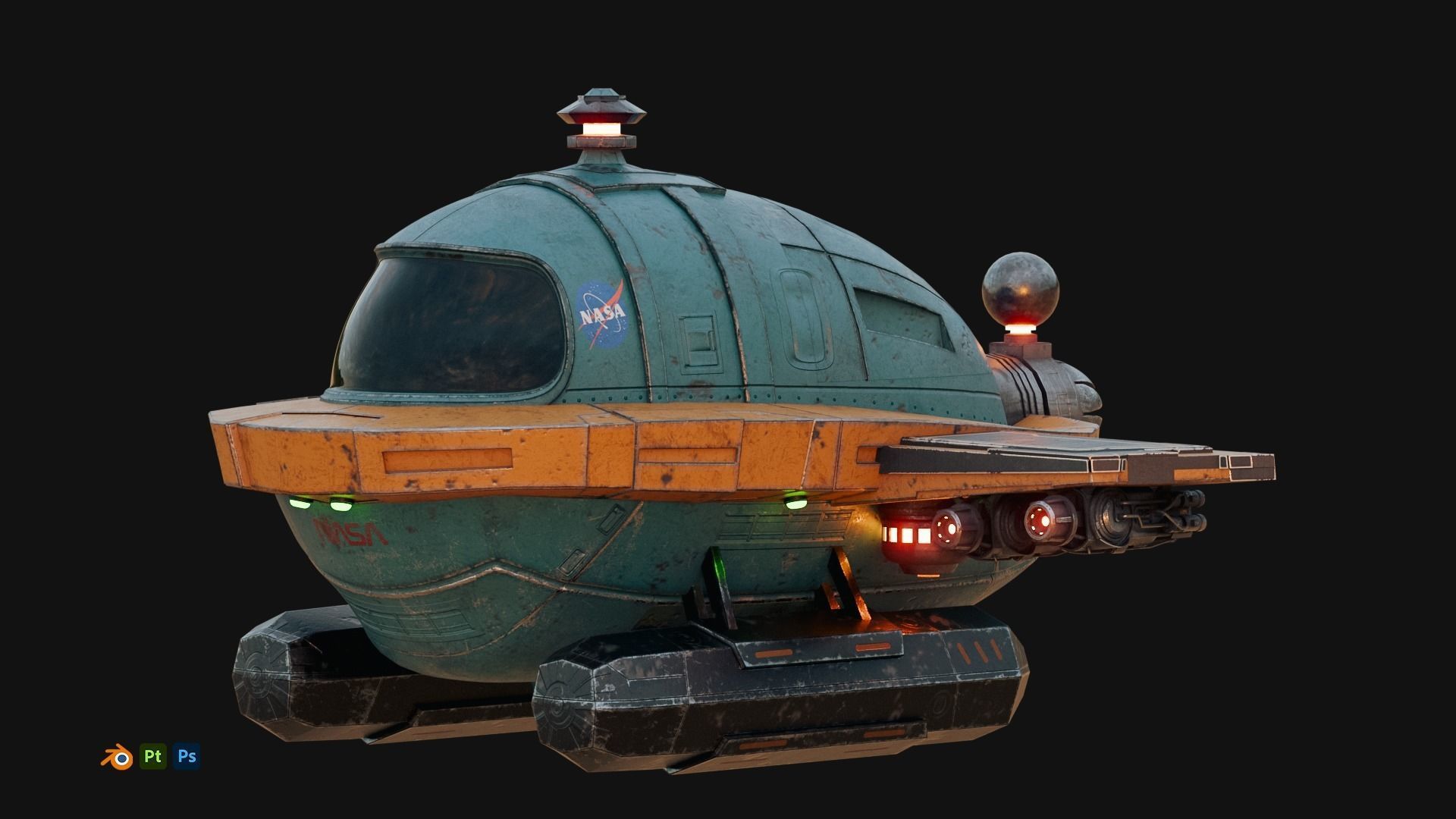 Cartoon Plane Concept 3d Model Game Asset 3D model_2