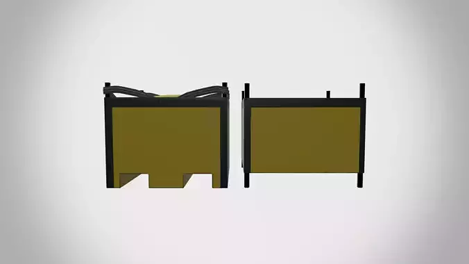 Industrial Metal Waste Bin Low-poly 3D model