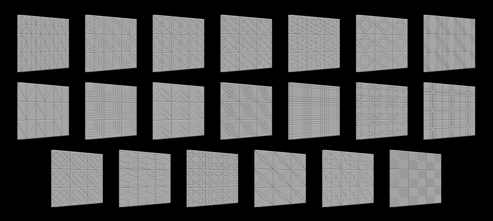100 Tiles Patterns Noise for Zbrush Vol 1 3D model_3