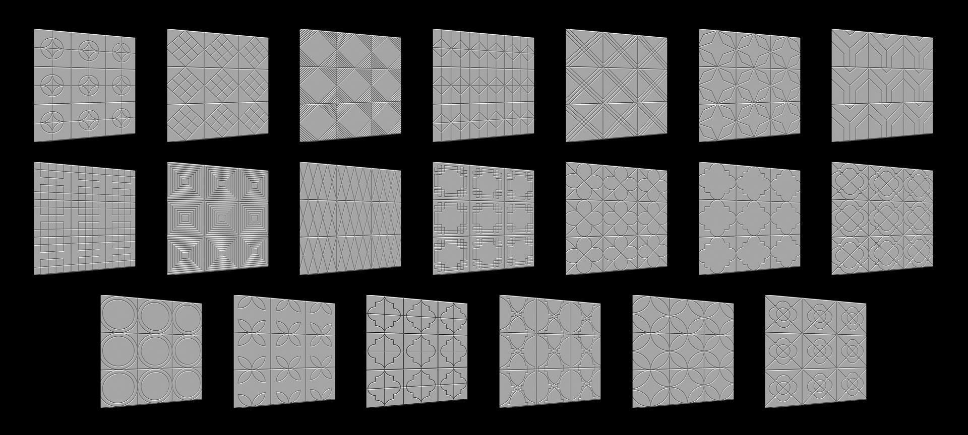 100 Tiles Patterns Noise for Zbrush Vol 1 3D model_2