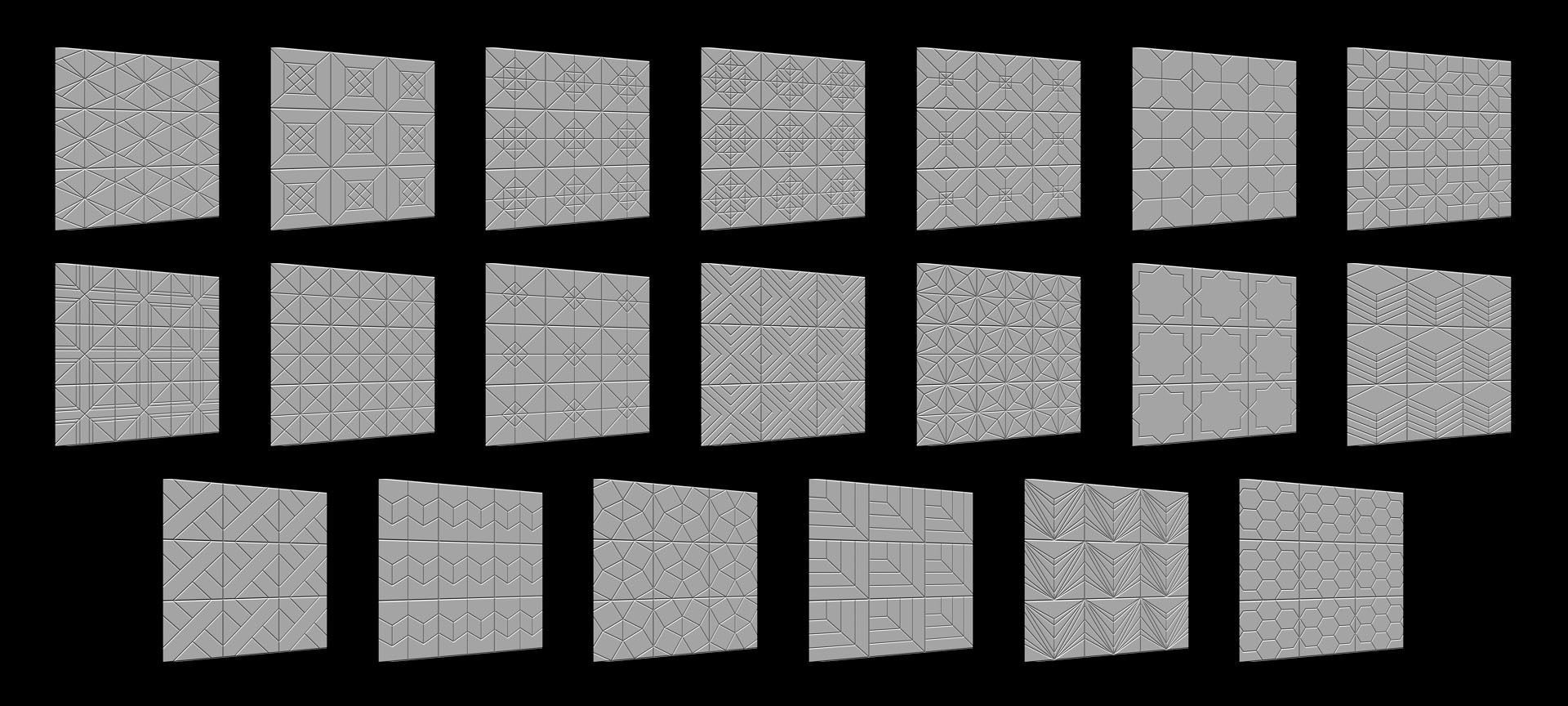 100 Tiles Patterns Noise for Zbrush Vol 1 3D model_5