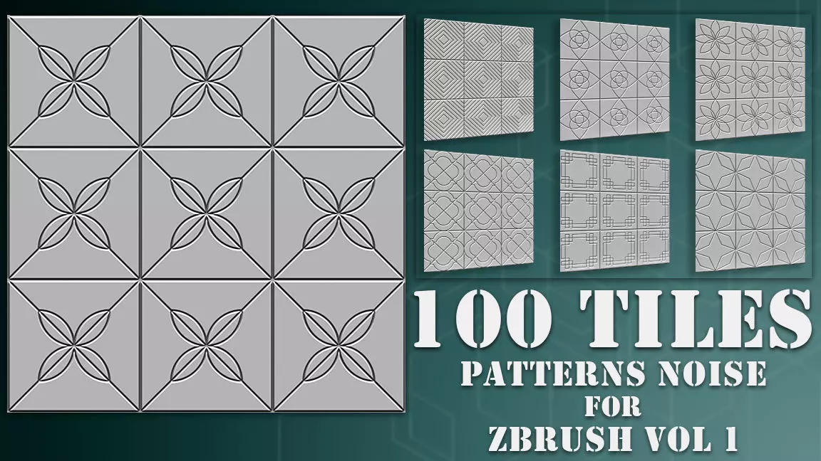 100 Tiles Patterns Noise for Zbrush Vol 1 3D model_0