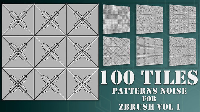 100 Tiles Patterns Noise for Zbrush Vol 1 3D model