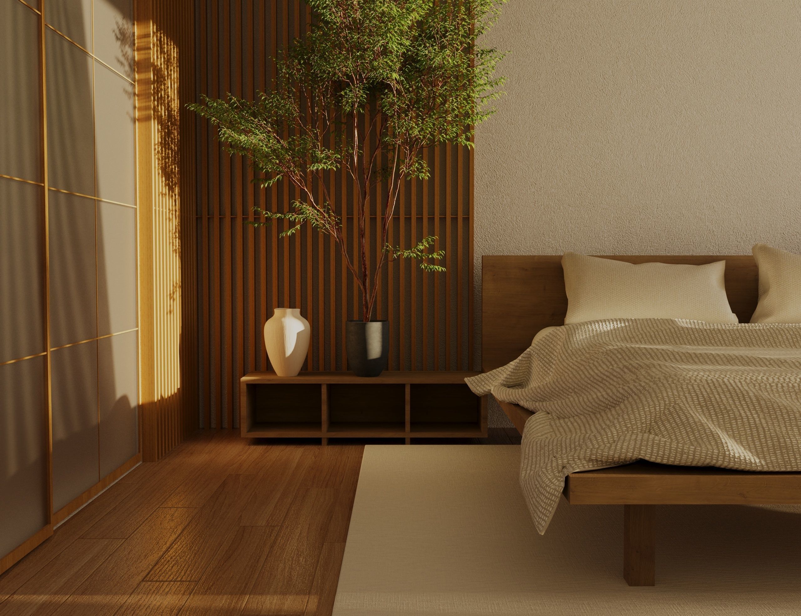 bedroom design Low-poly 3D model_1