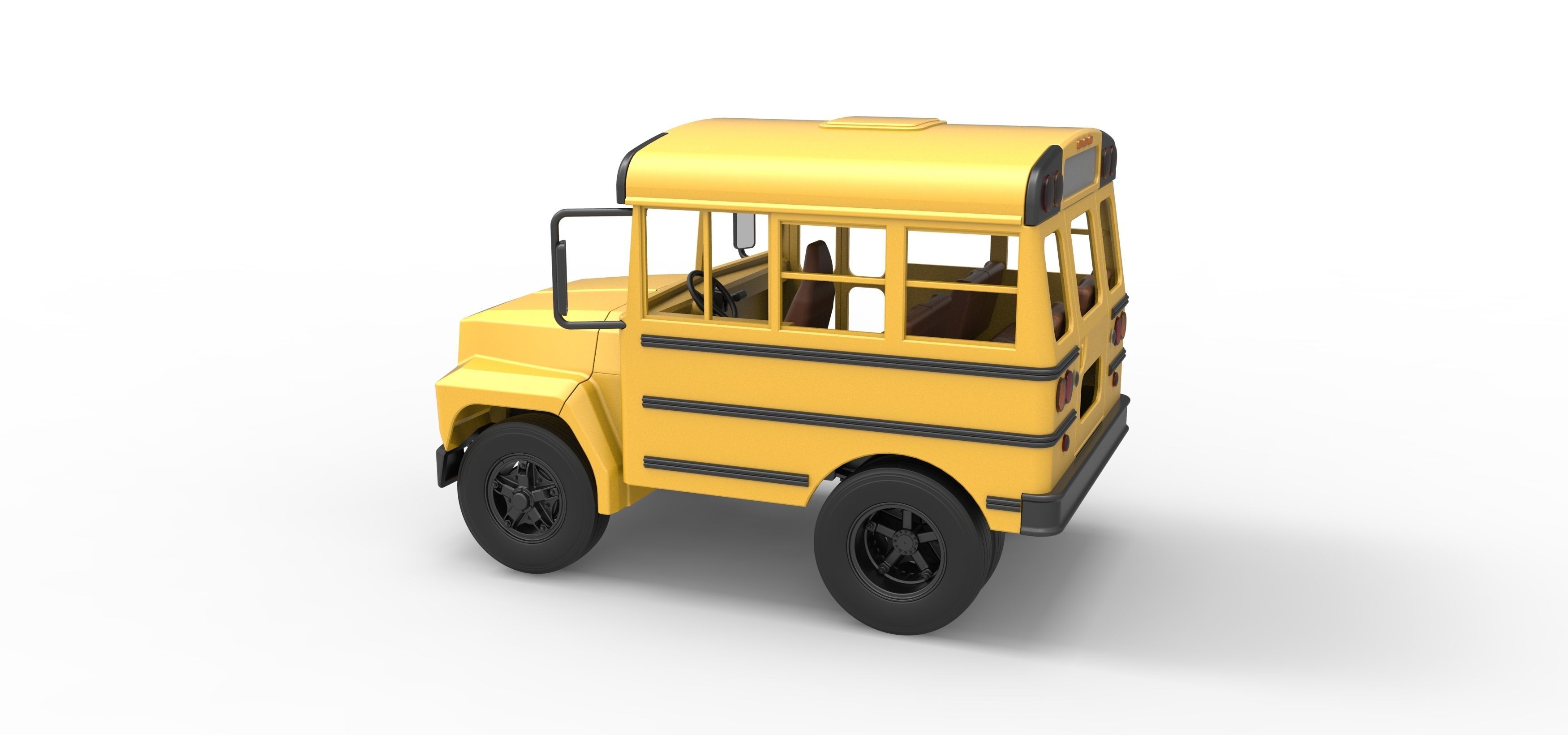 Fun short School bus Scale 1 to 25 3D print model_12