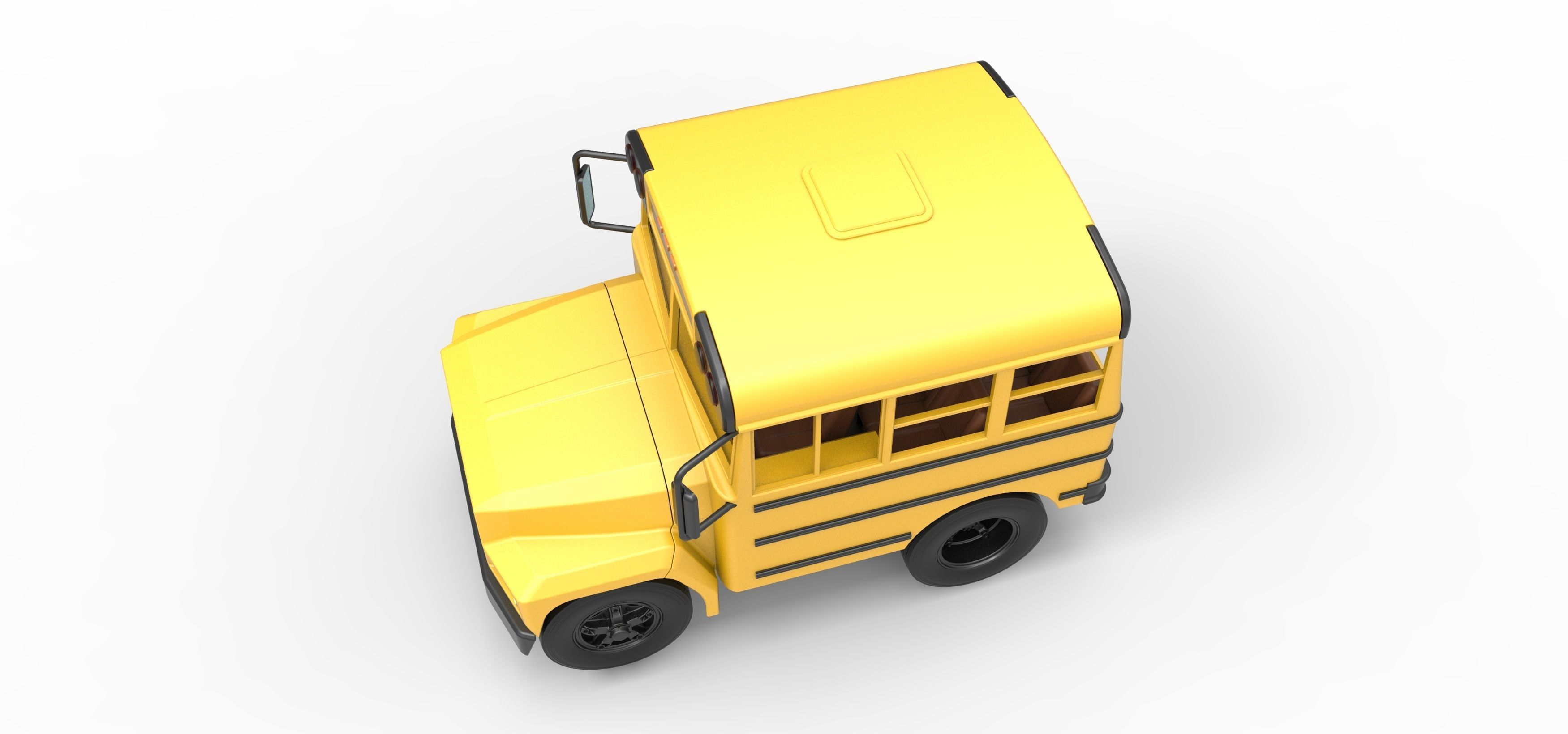 Fun short School bus Scale 1 to 25 3D print model_4