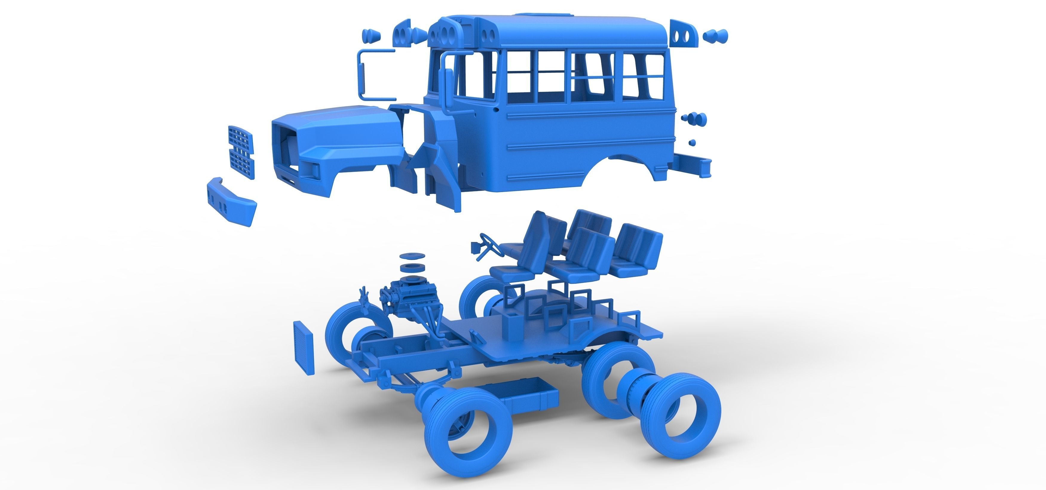 Fun short School bus Scale 1 to 25 3D print model_45