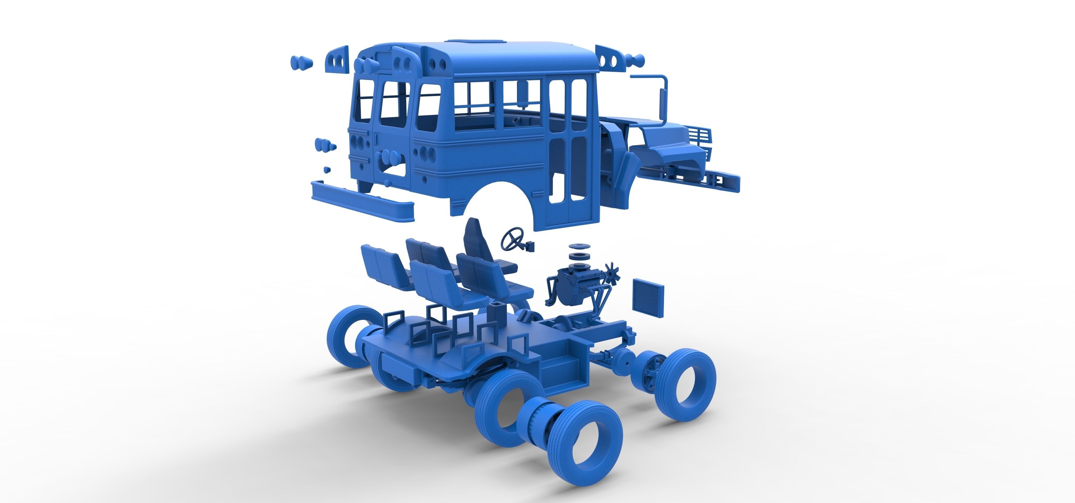 Fun short School bus Scale 1 to 25 3D print model_53