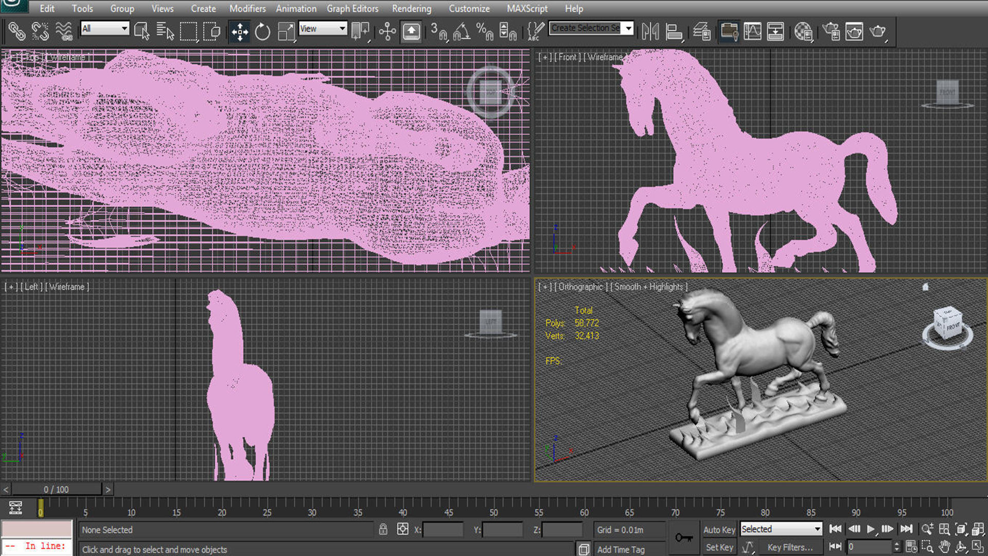 horse raning statue 3D model_7