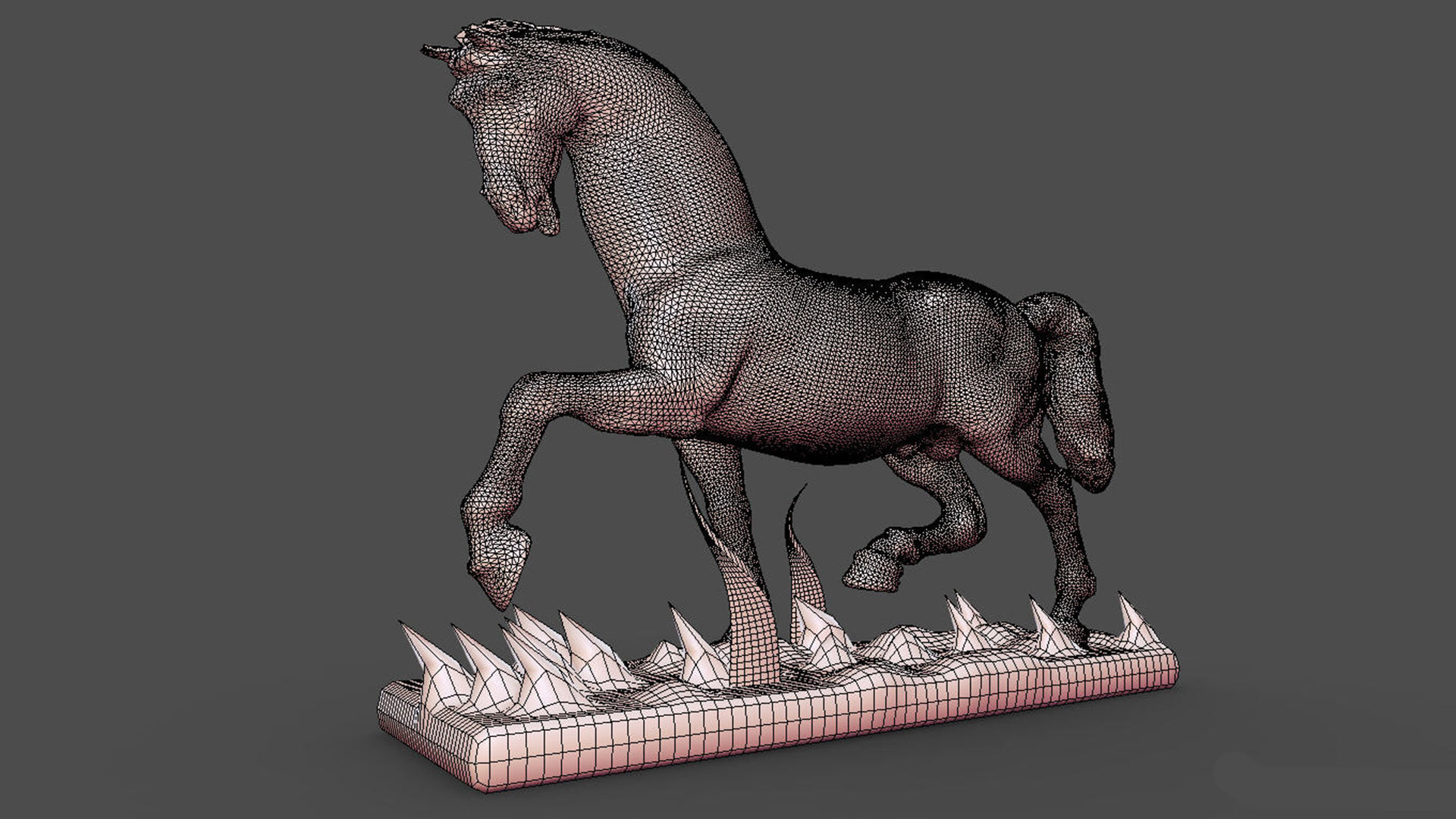 horse raning statue 3D model_6