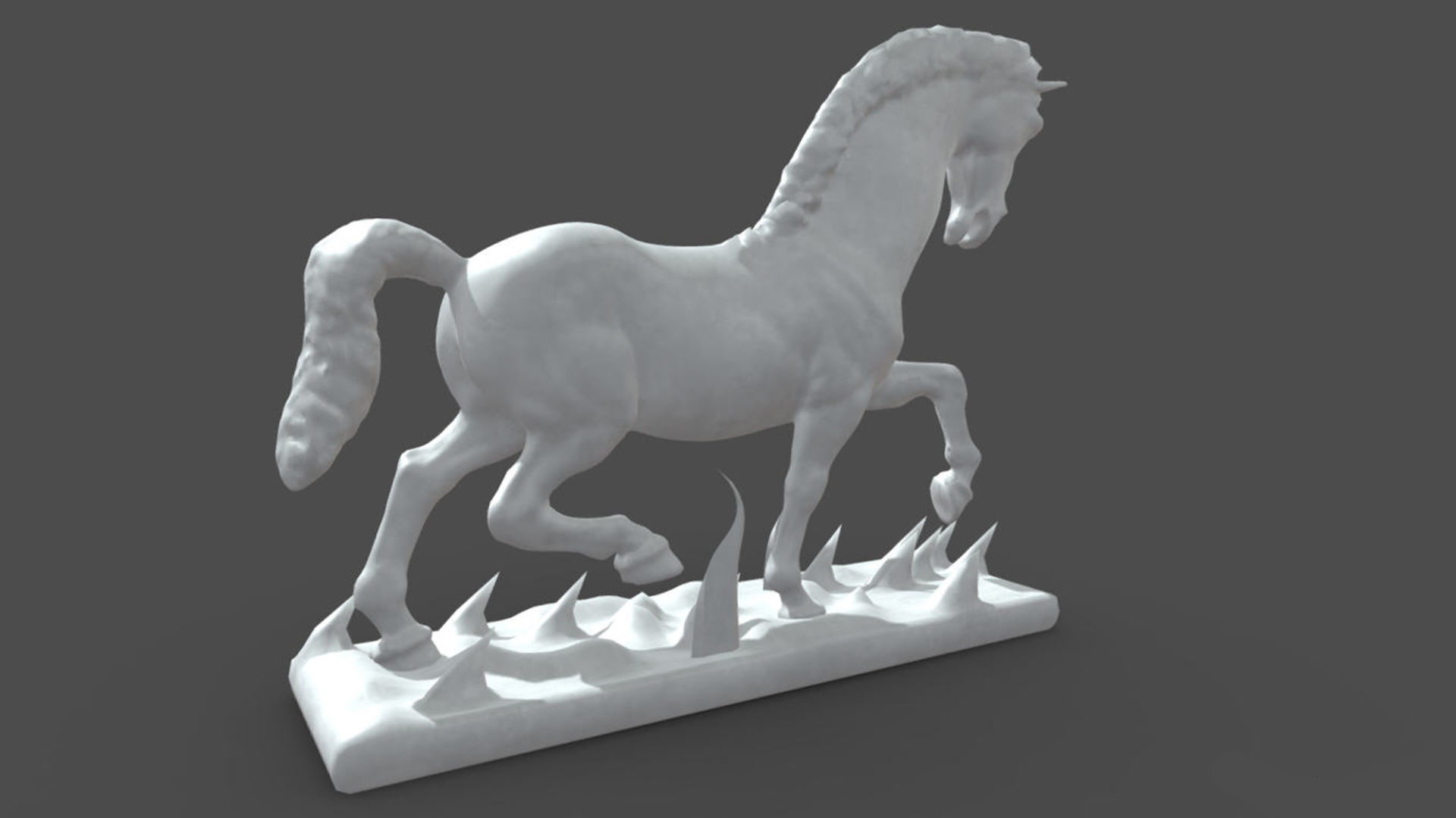 horse raning statue 3D model_2