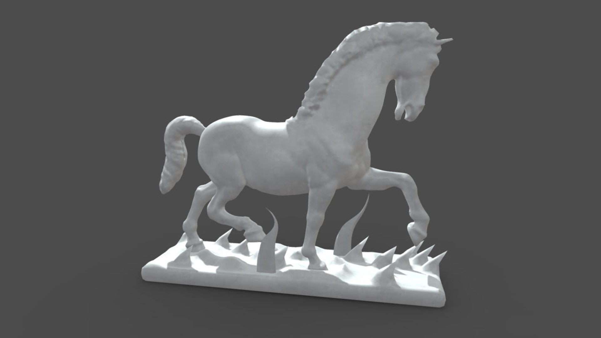 horse raning statue 3D model_3