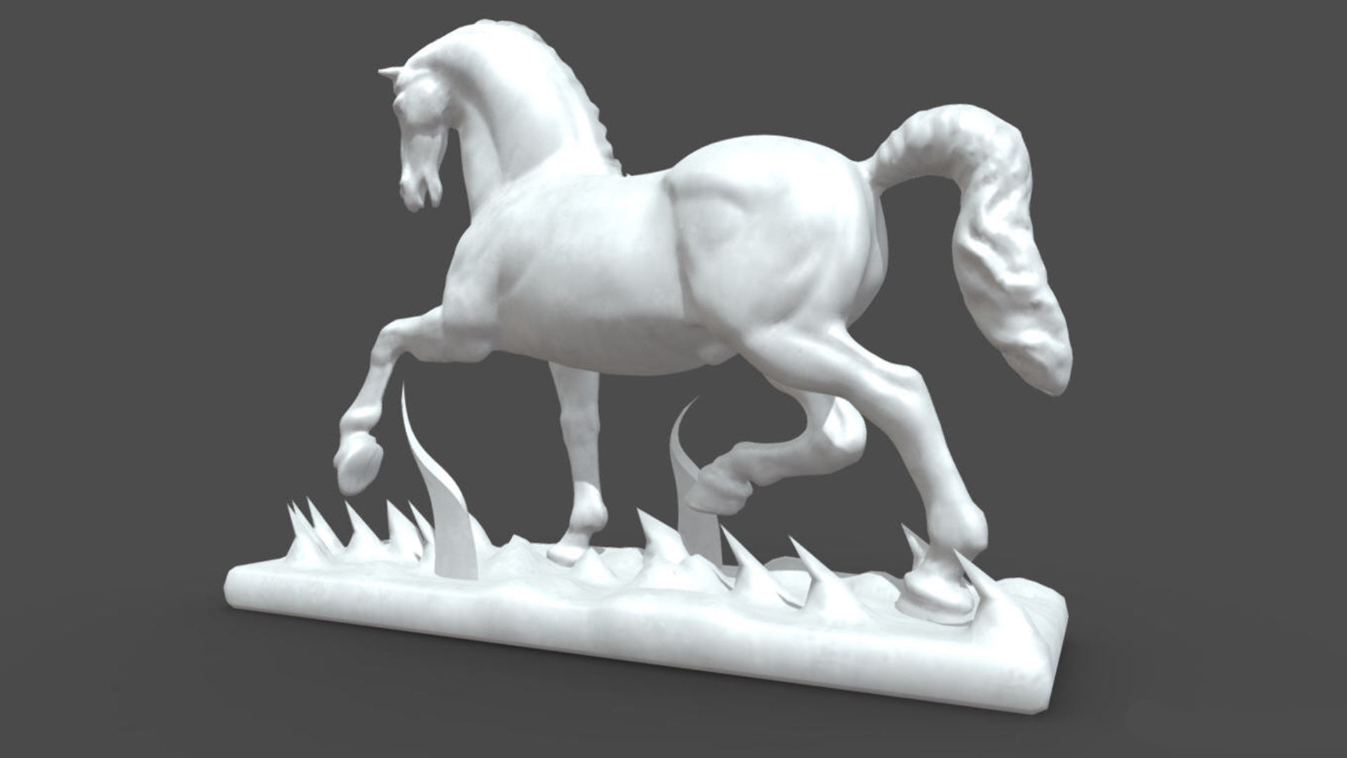 horse raning statue 3D model_1