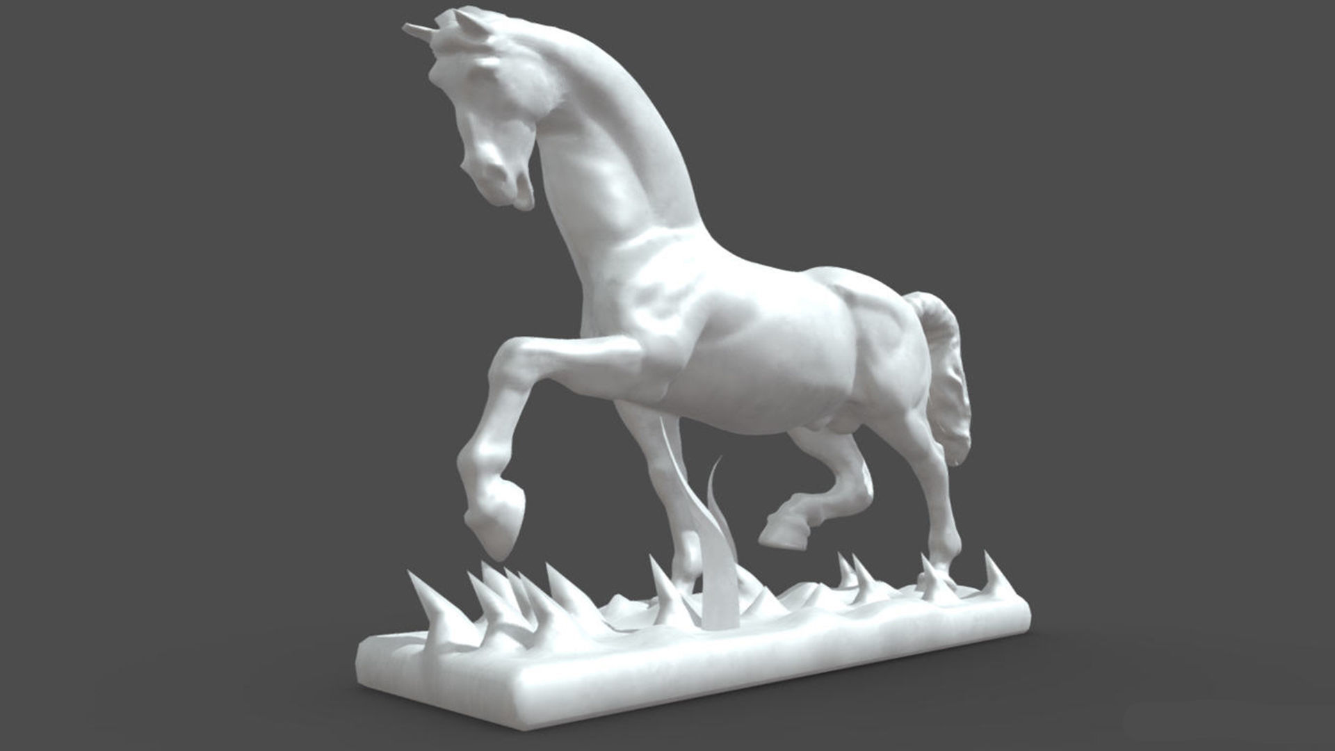 horse raning statue 3D model_5