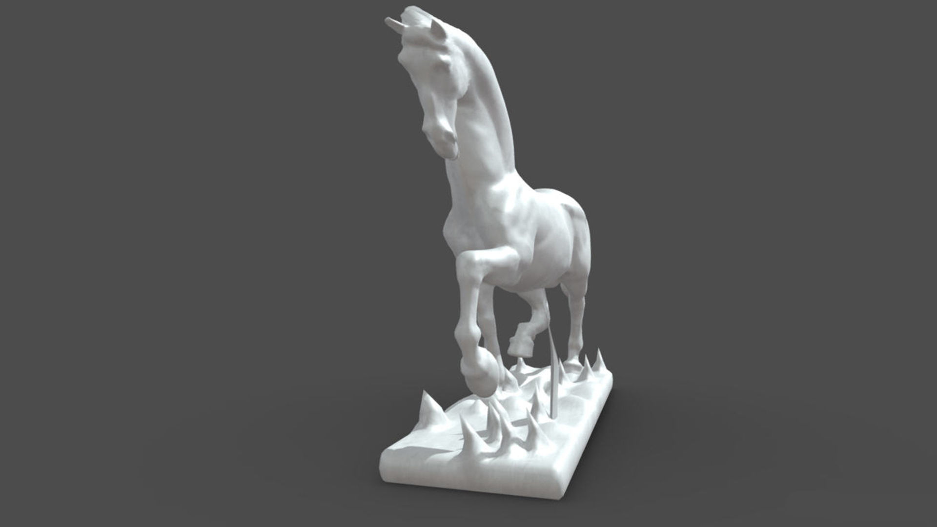 horse raning statue 3D model_4
