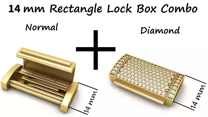 14 mm Rectangular Lock Box Combo of Plain and Diamond 3D Model Collection
