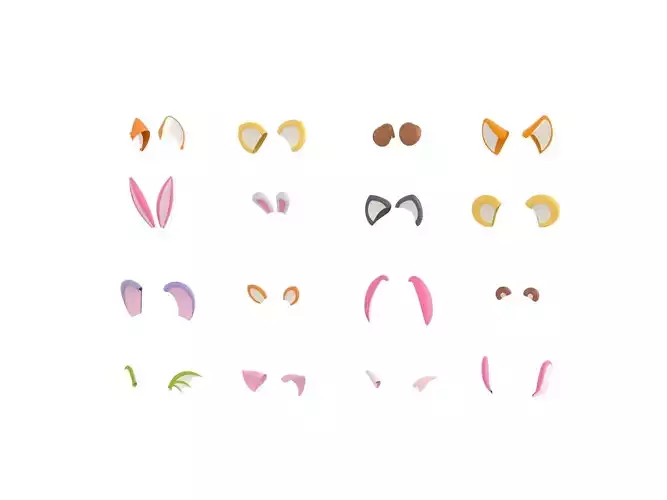 Cartoon Ears Pack 3D model
