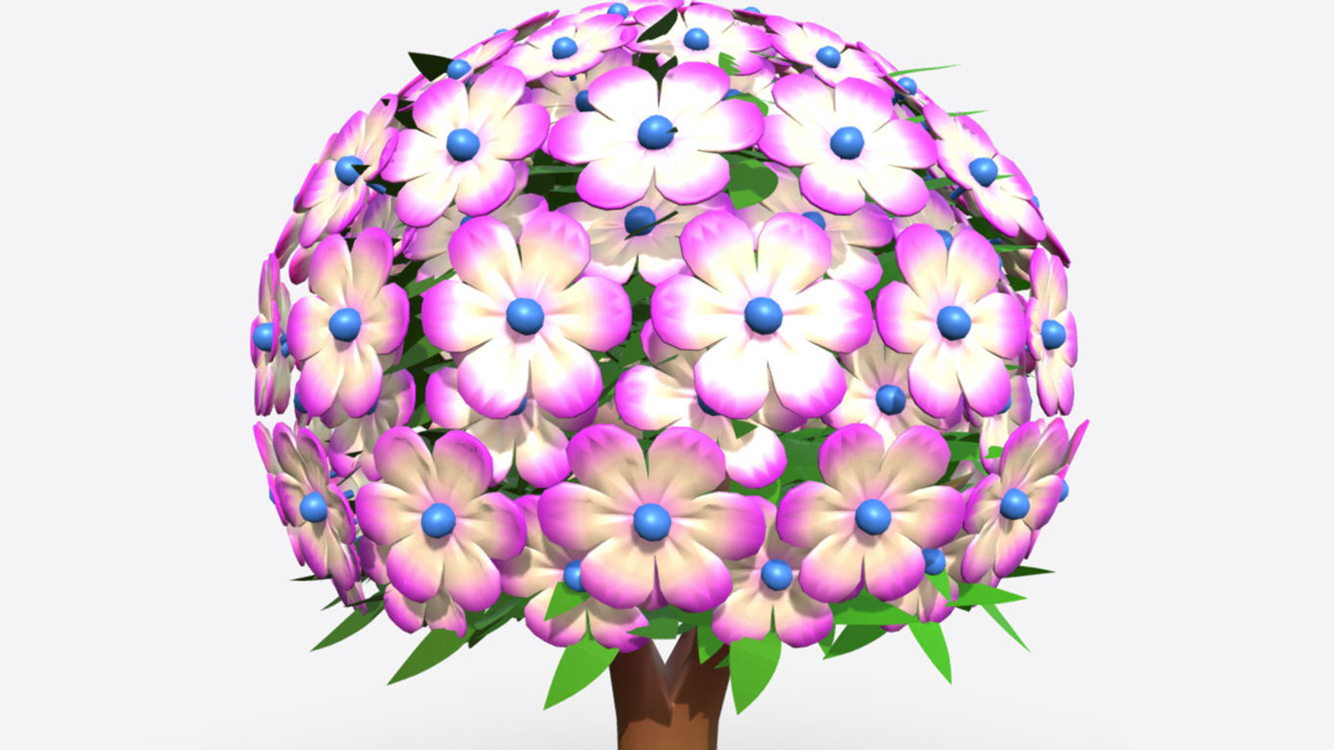 cartoon flower tree 3D model_4