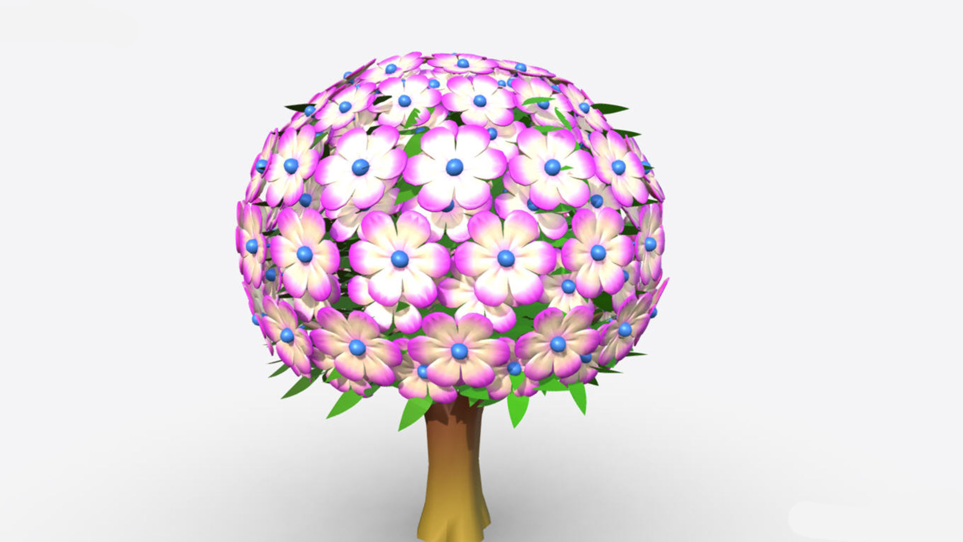 cartoon flower tree 3D model_5