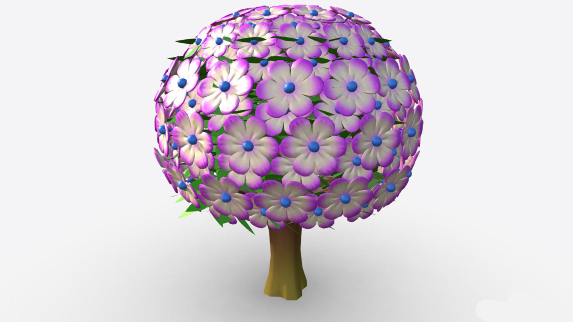 cartoon flower tree 3D model_1