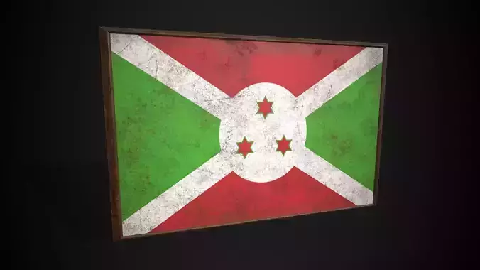 Old Picture Frame With Burundi Flag - Game Ready PBR