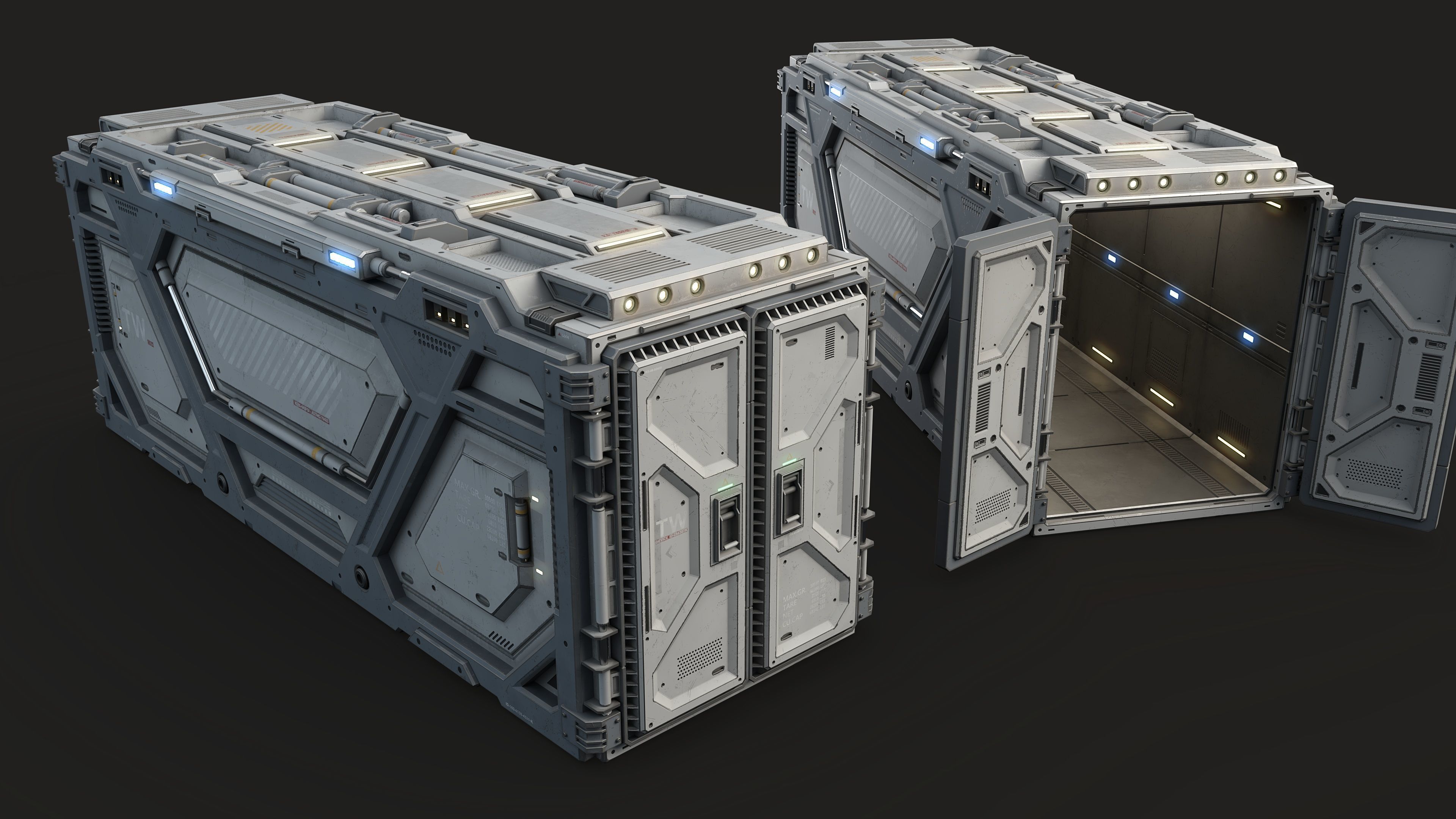 Sci-Fi Container Type E-PBR Low-poly 3D model_2